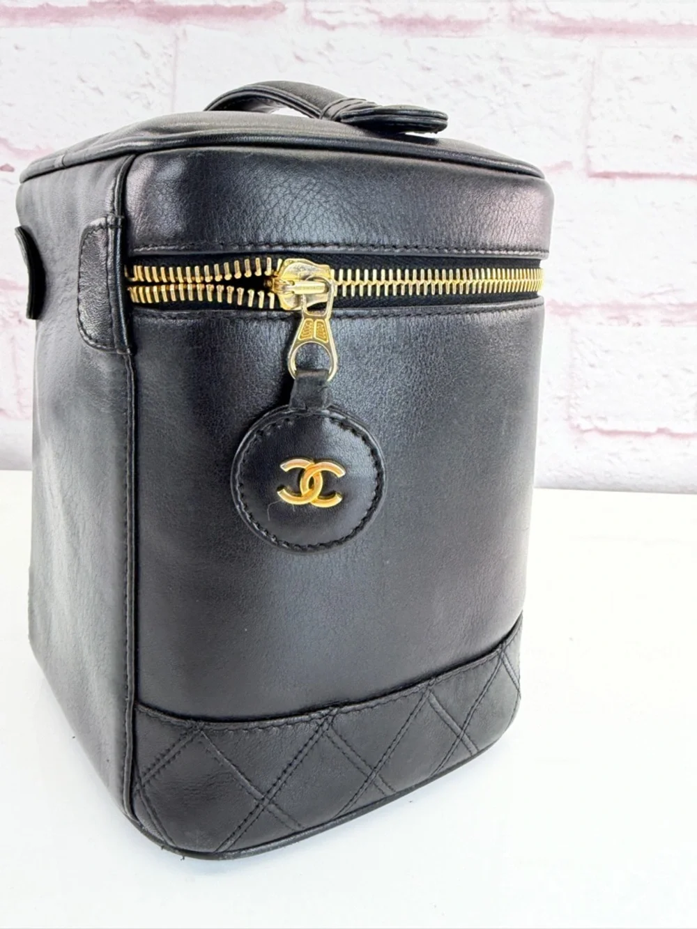 Chanel Lambskin Vanity Cosmetic Bag Black